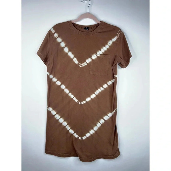 Rails T Shirt Dress Brown Chevron Stripe Tie Dye Short Sleeve Cotton Small - Picture 1 of 9